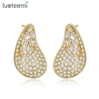 luoteemi brand luxury popular waterdrop full mirco paved cubic zircon naija wedding earring fashion jewelry factory wholesale