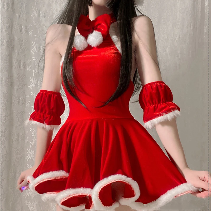 

New Sexy Lingerie Christmas Girl Sexy Maid Temptation Cute Princess High-end Game Suit Cheongsam Stunning Skirt One-piece Slim