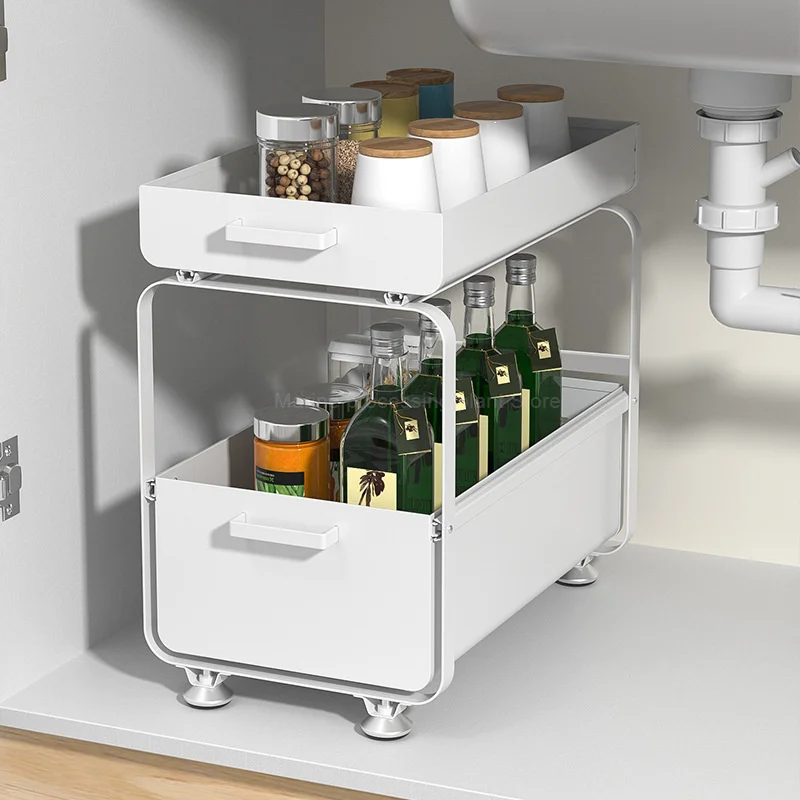 

Multifunctional Under Sink Shelf Floor-standing Push-pull Telescopic Pull-out Storage Rack Cabinet Storage Rack Kitchen Tools