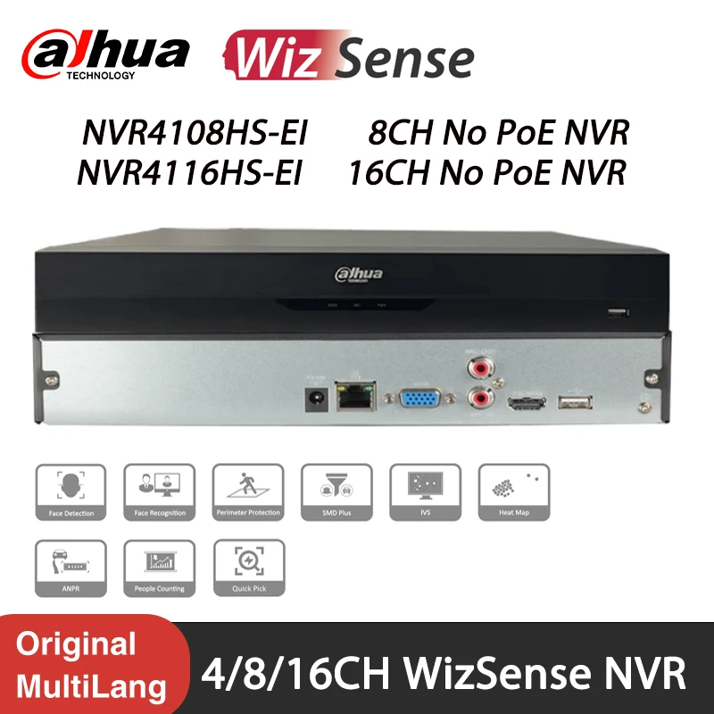 Dahua NVR4104HS-EI NVR4108HS-EI NVR4116HS-EI WizSense 4/8/16 каналов NVR Smart Ai Камера Система безопасности SMD 4K