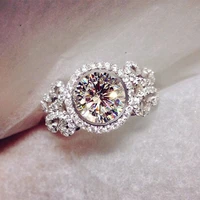 luxurious and elegant womens round zirconium plated platinum prom party ring jewelry