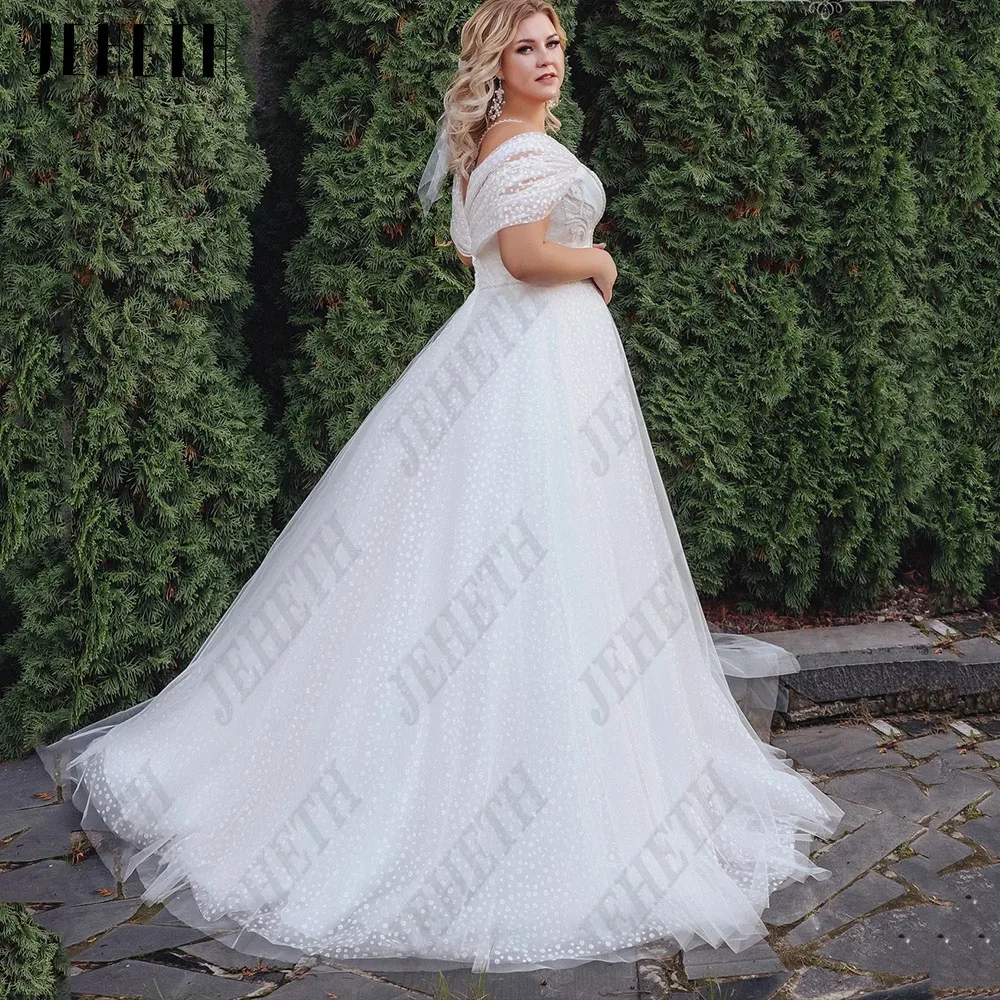 

JEHETH Exquisite Wedding Dresses Spaghetti Straps Sweetheart Bride Gowns Tulle A-Line Applique Lace Up Back vestidos de novia