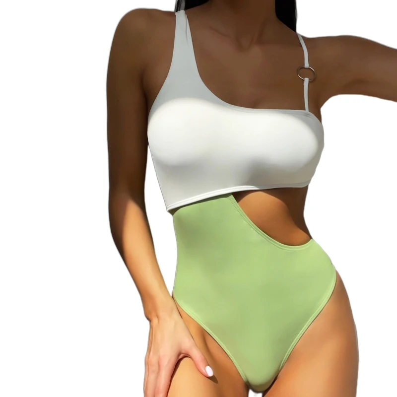 

2022 New Women's Asymmetrical Monokini Ruffle One Piece Swimsuits Bathing Suits