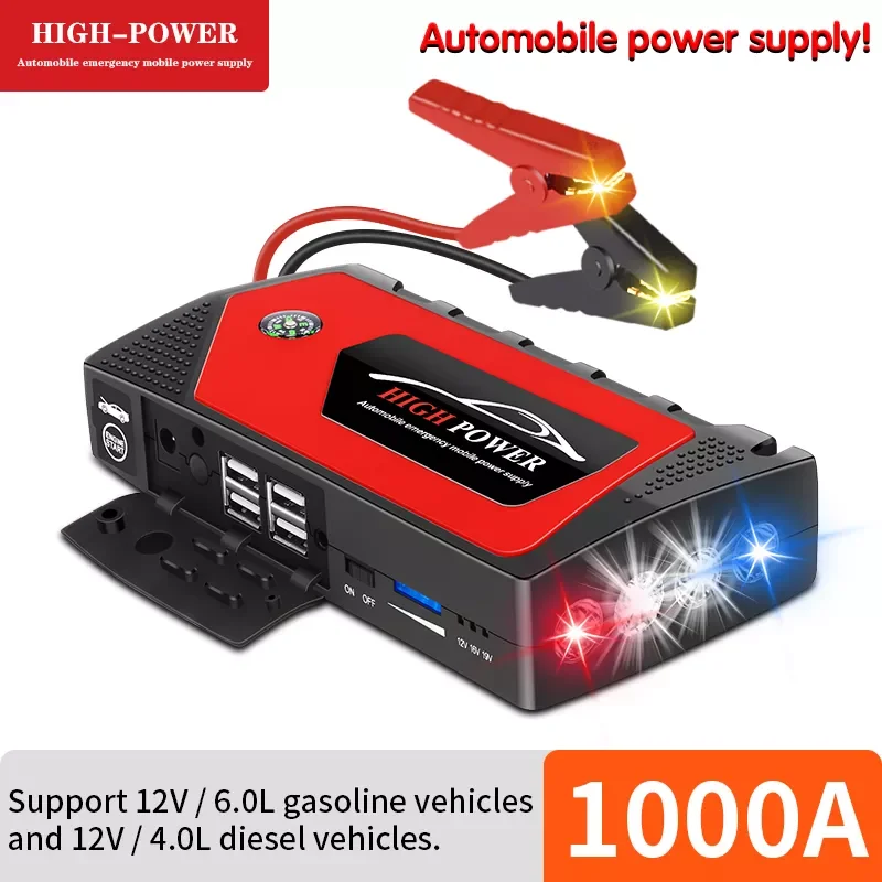

99800mAh 600A Car Jump Starter Power Bank 4Usb Emergency Start-up Charger 12V for Cars Booster Battery Starting Device