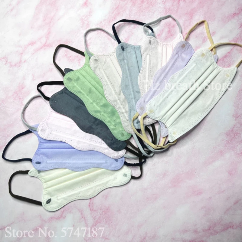 

10 _ Morandi новые модные одноразовые маски для лица Мультяшные защитные маски для взрослых дышащие волнистые формы в японском стиле