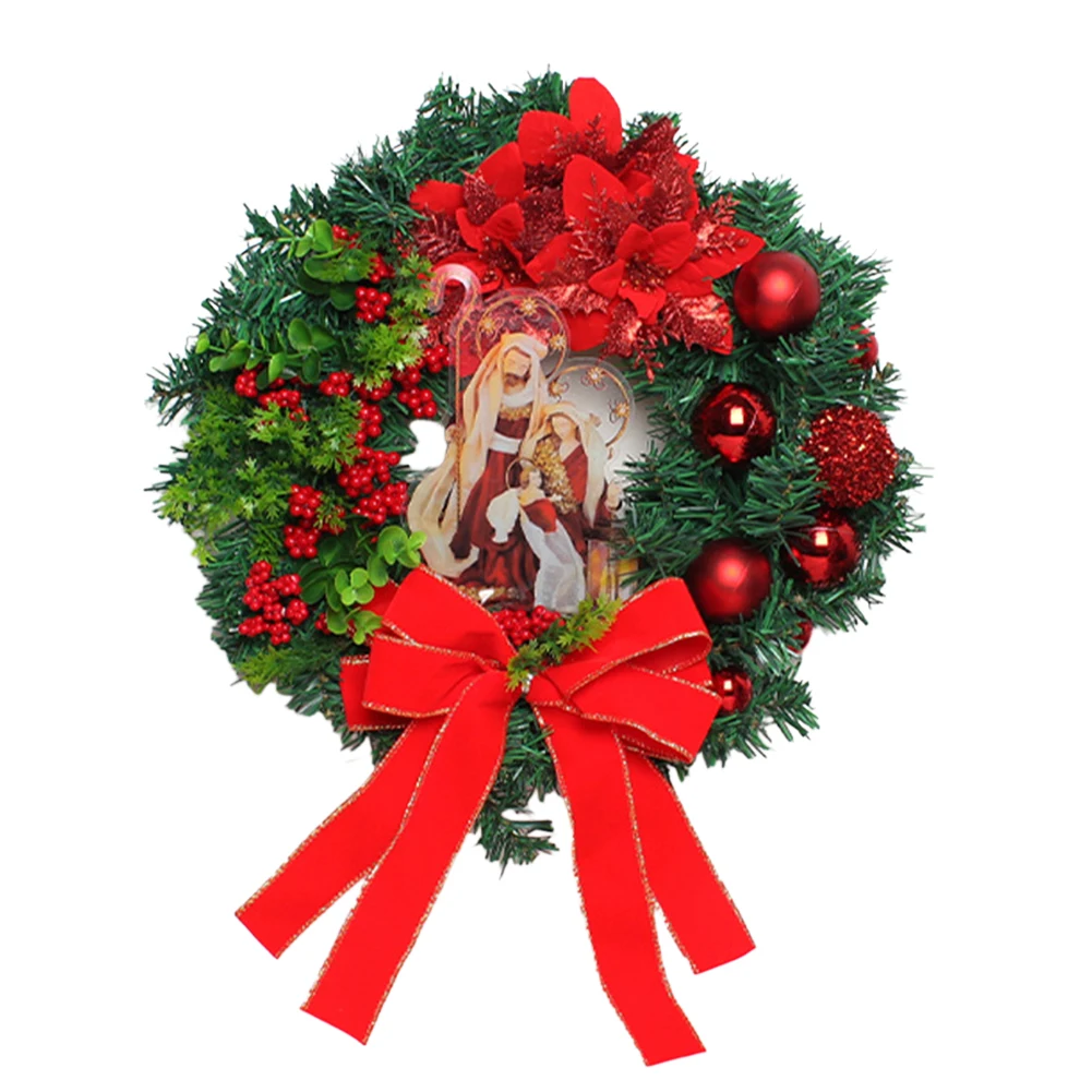 

2024 Christmas Wreath Decor Door Hanging Ornaments Sacred Christmas Garland For Front Door Wall Fireplace Decorations