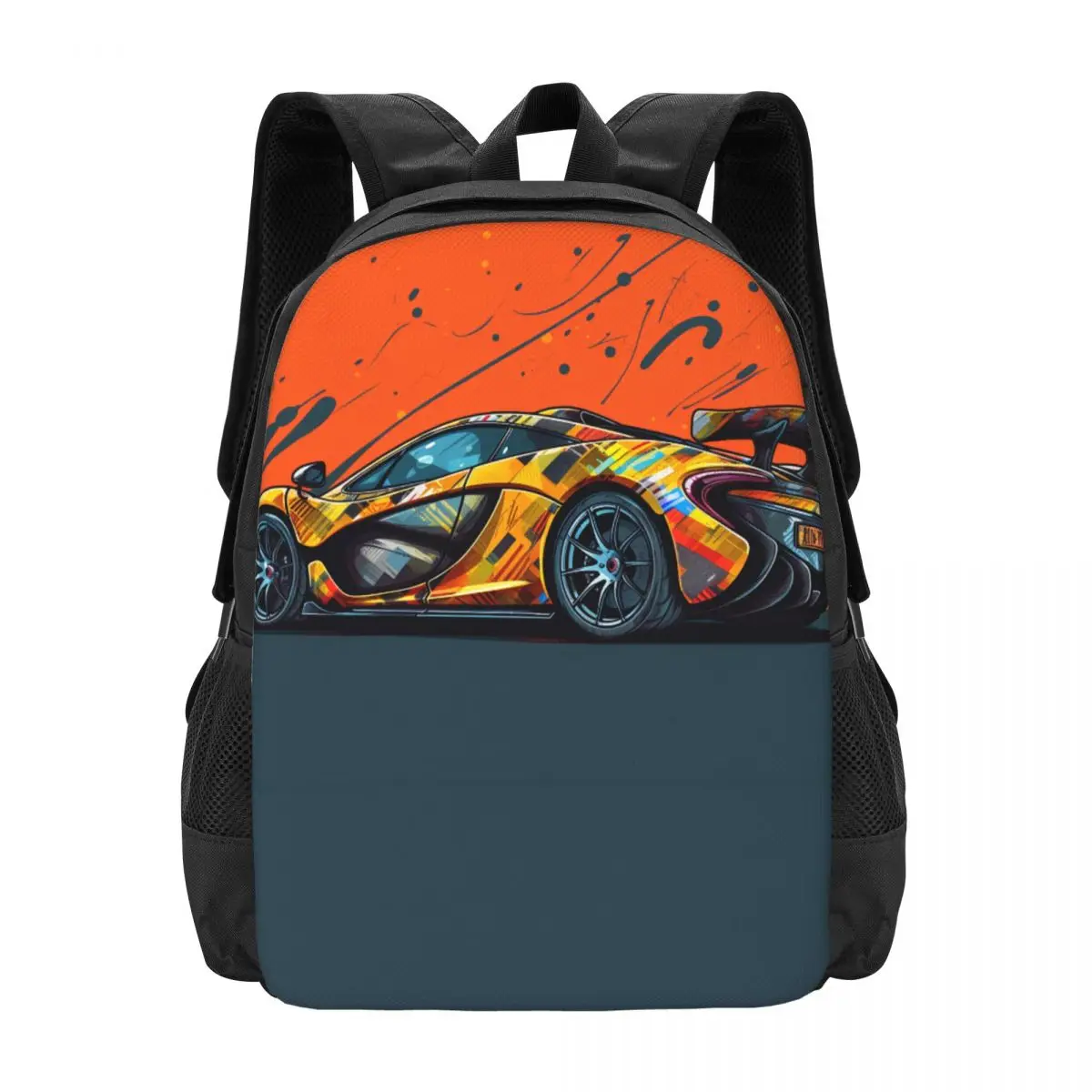 

Powerful Sports Car Backpack Retro Multicolored Sport Backpacks Student Style High School Bags Design Durable Rucksack