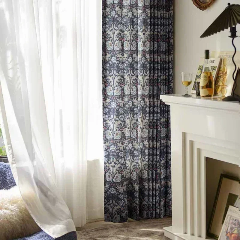 Фото Printing Pattern Natural Flower Curtain Sun Shading Window FabricThe Living Room Study Shading Curtain modern fabric thick №4