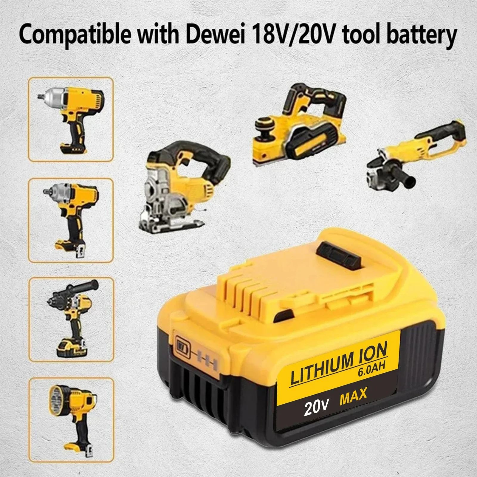 20 В 6000 мАч для Dewalt DCB200 аккумулятор DCB205 DCB206 DCB209 DCB181 DCB182 Сменные литиевые батареи