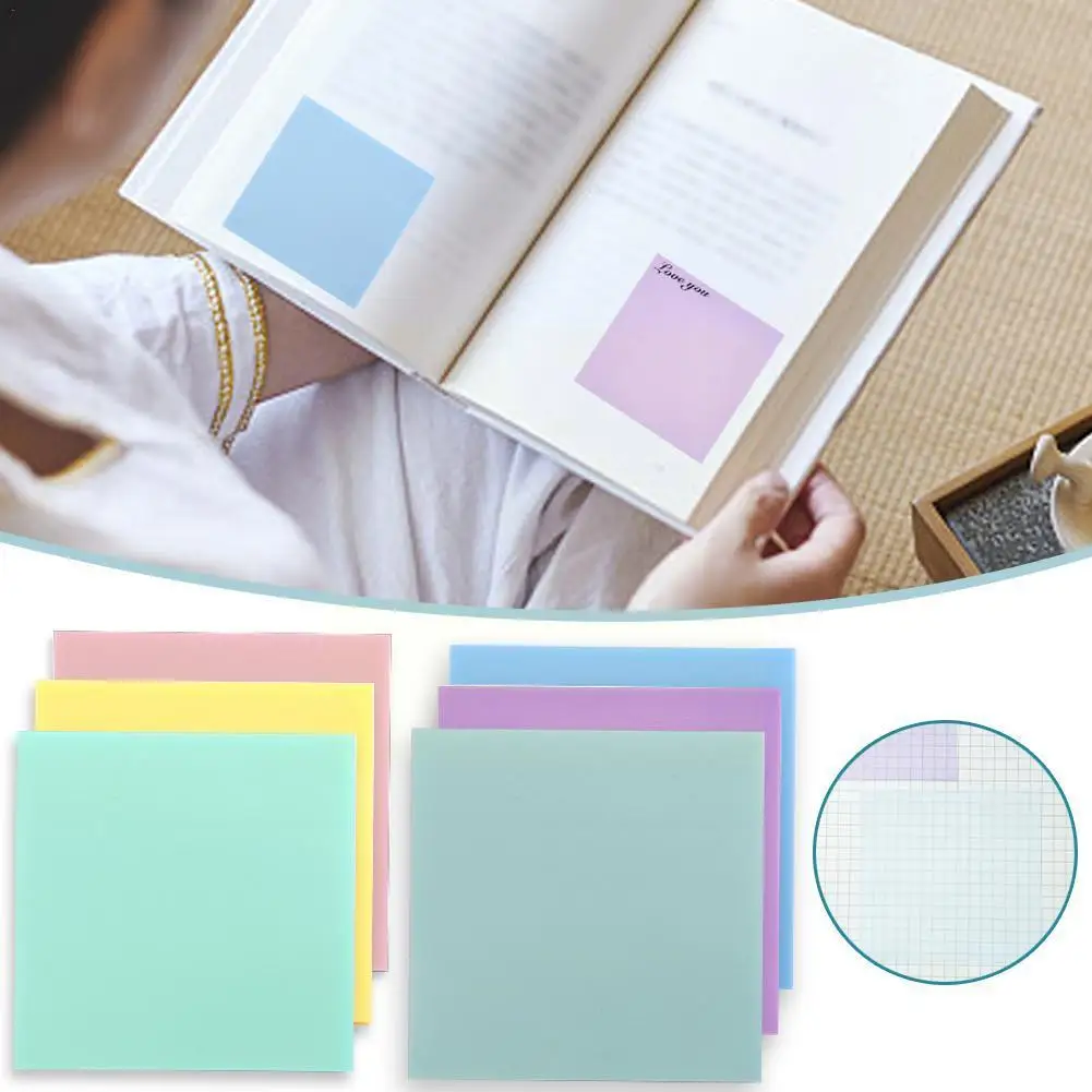 

50sheets Transparent Posted It Sticky Note Pads Notepads Office Journal Stationery Kawaii Posits Supplies Papeleria School B5W1