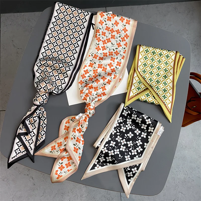 

Fashion Hair Bands Scarf Women Headband Ribbon Satin Silk Scrunchies Ladies Bag Scarfs Skinny Neck Tie Bandana Accessories Bezel