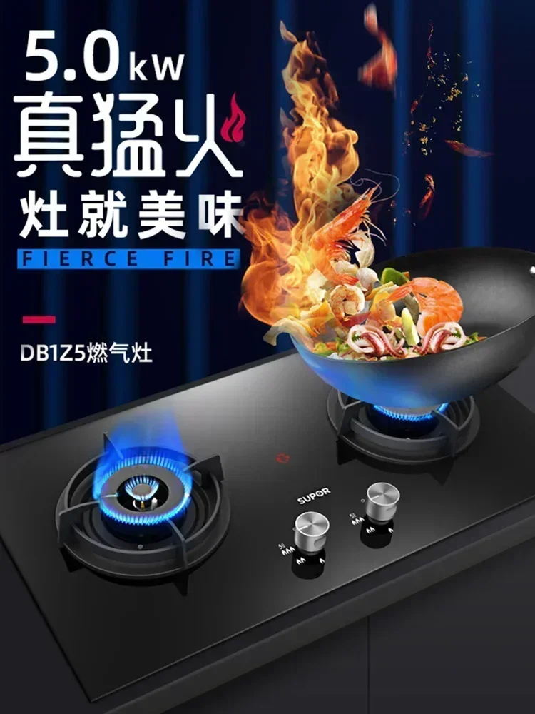 Натуральная газовая плита. Двойная кухонная горелка. Бытовой встраиваемый.