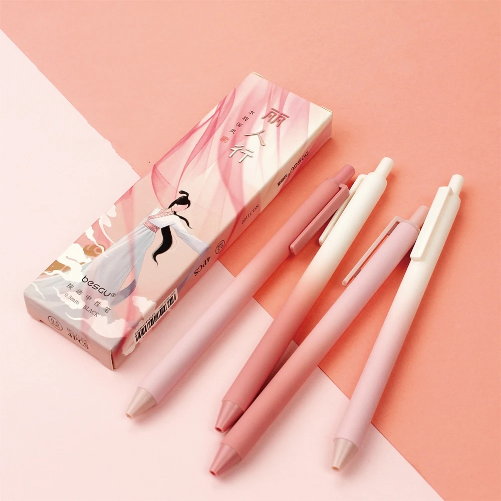 Набор гелевых ручек в стиле ретро 4 шт. оригинальные китайские черно-белые