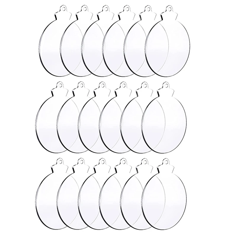 

50Pcs Round Acrylic Christmas Ornament Blank Transparent Acrylic Ornament With Hole For DIY Craft, Holiday
