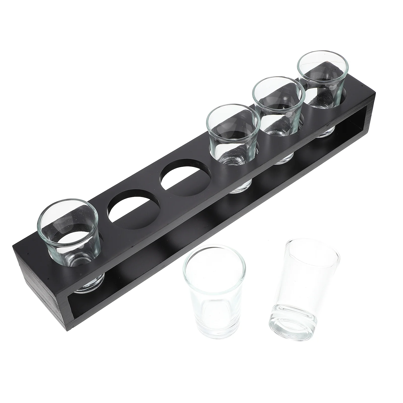 

1 Set White Cup Household Bar Glass Cup with Wooden Cup Holder
