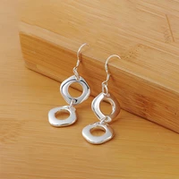 high quality 925 silver double square earrings for wedding party jewelry women cute fashion jewelry set 2022 korean fashion