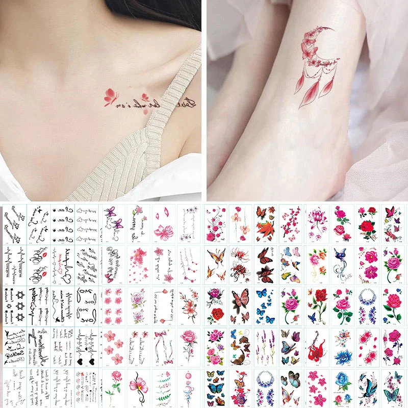 

30pcs Femme Temporary Tattoo Sticker Waterproof Butterfly Flower 3d Fake Tatoo Body Hands Arm Leg Tatouage Long Lasting New