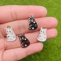 10pcs 1220mm black enamel jewelry cartoon animal cat star charm pendant necklace earring bracelet keychain diy products jewelry
