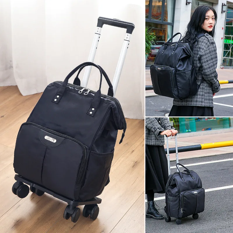 Wheeled Bag For Travel Trolley Bags Women Travel Backpack With Wheels Oxford Large Capacity Travel Rolling Luggage Suitcase Bag