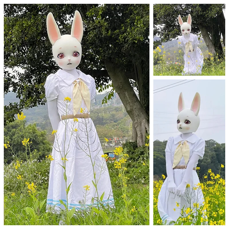 

Anime Beastars Haru Cosplay Costume Lolita Dress JK Uniform Haru Wig Ears White Rabbit Halloween Costume for Women