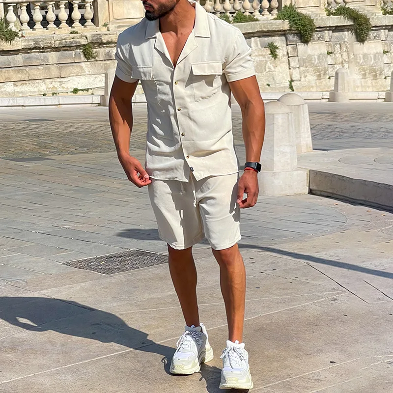 Men's 2023 Casual Men's Sets Short Sleeved Shirt and Shorts Two-piece Casual Trend Male Clothing Tracksuit Ropa De Hombre
