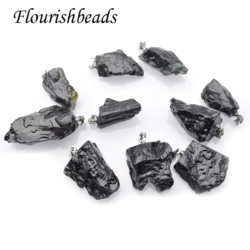 

Wholesale Raw Black Tourmaline Irregular Stone Pendant Energy Yoga Healing Stone Crystal DIY Jewelry Necklace for Women Men