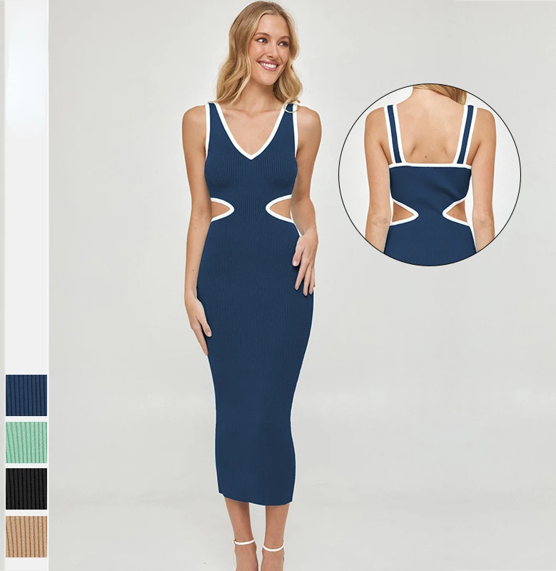 

Женское сексуальное модное сексуальное платье с вырезом, облегающее платье в рубчик