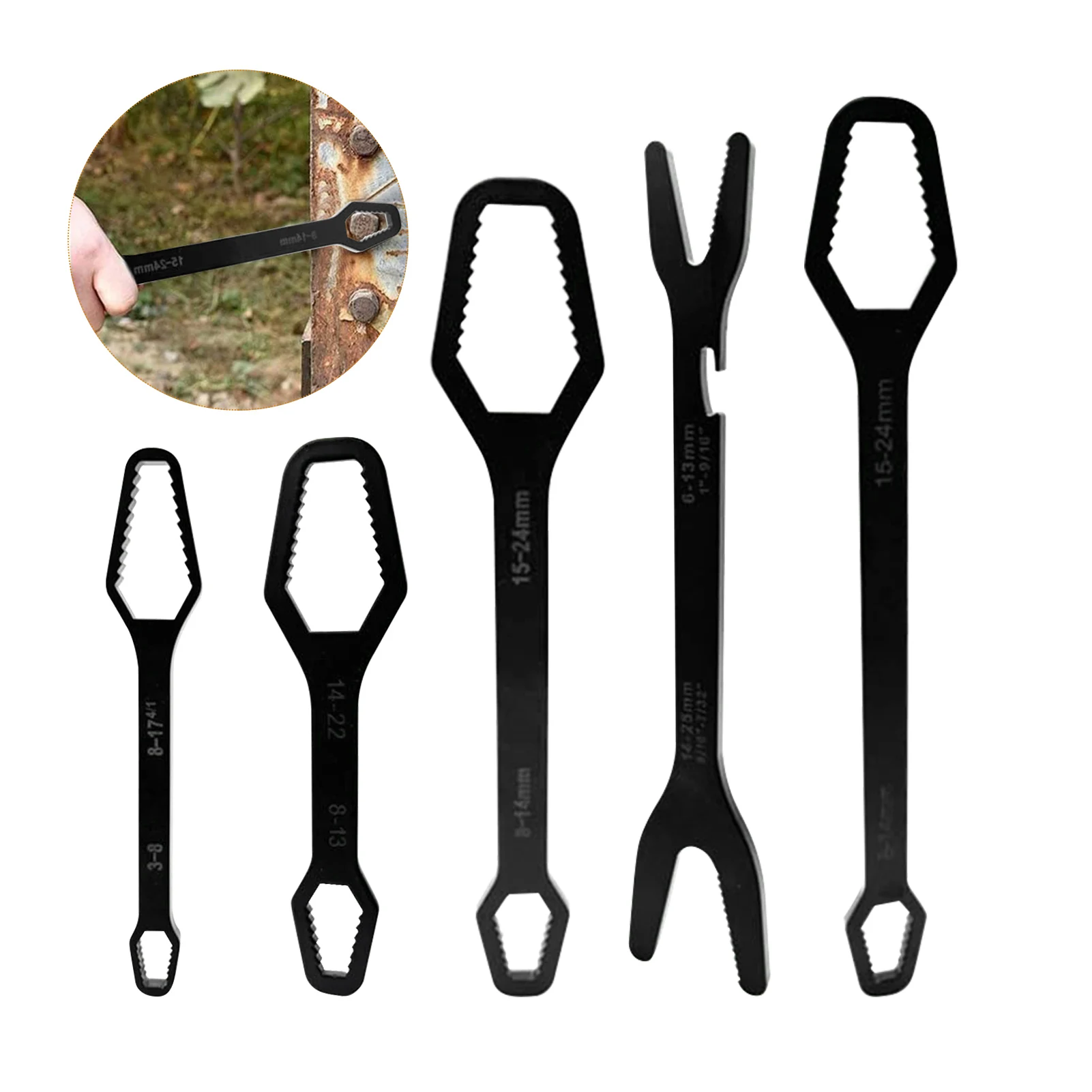

5pcs/set Open End High Hardness Torx Wrench Labor Saving Multifunctional Hand Tool Self Tightening Carbon Steel Double Head