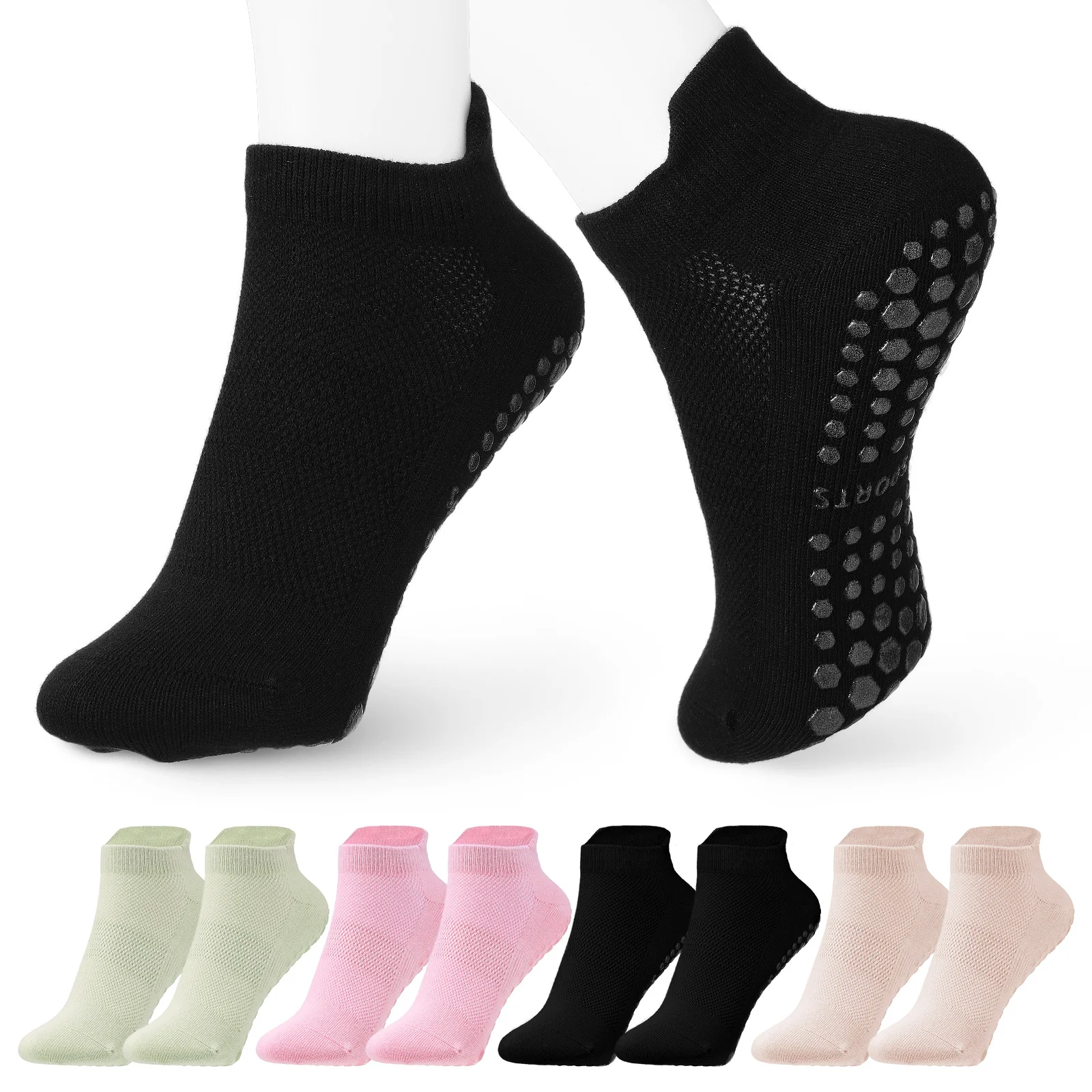 

4 Pairs Chaps Socks Grip Woman Yoga Non-slip Short Mens Cotton Women Running Gear