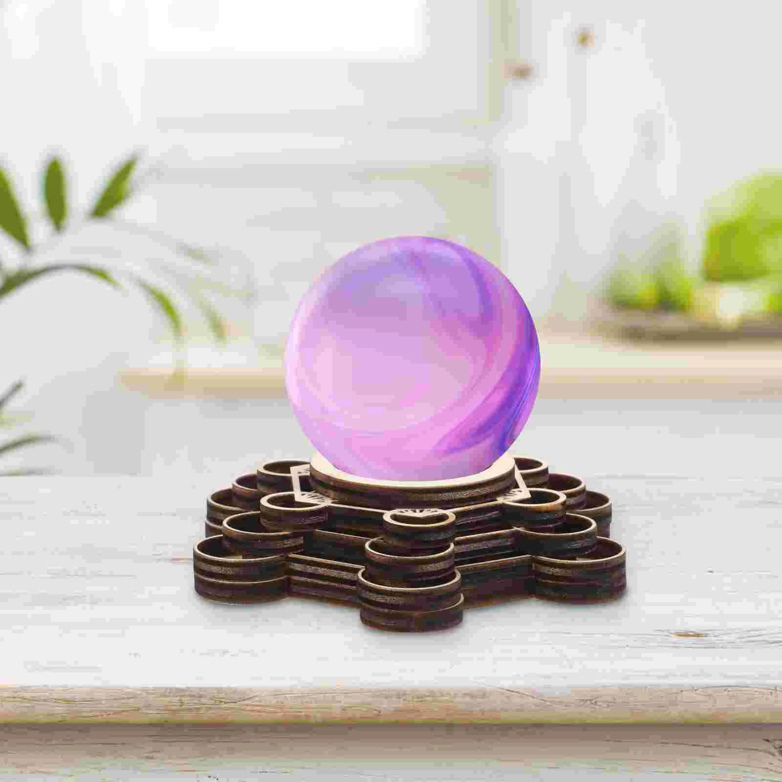 

Crystal Ball Base Desktop Ornament Displaying Decorate Table Decorative Crystal-ball Stand Wood Sphere Holder Wooden Small