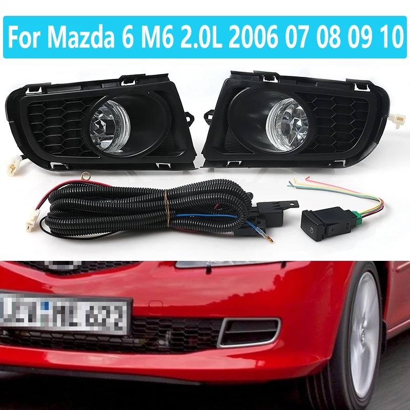 Retrofit Full Set For Mazda 6 M6 2.0L 2006 2007 2008 2009 2010   Fog Light Spot Driving Lamp KIT Assembly With Wire