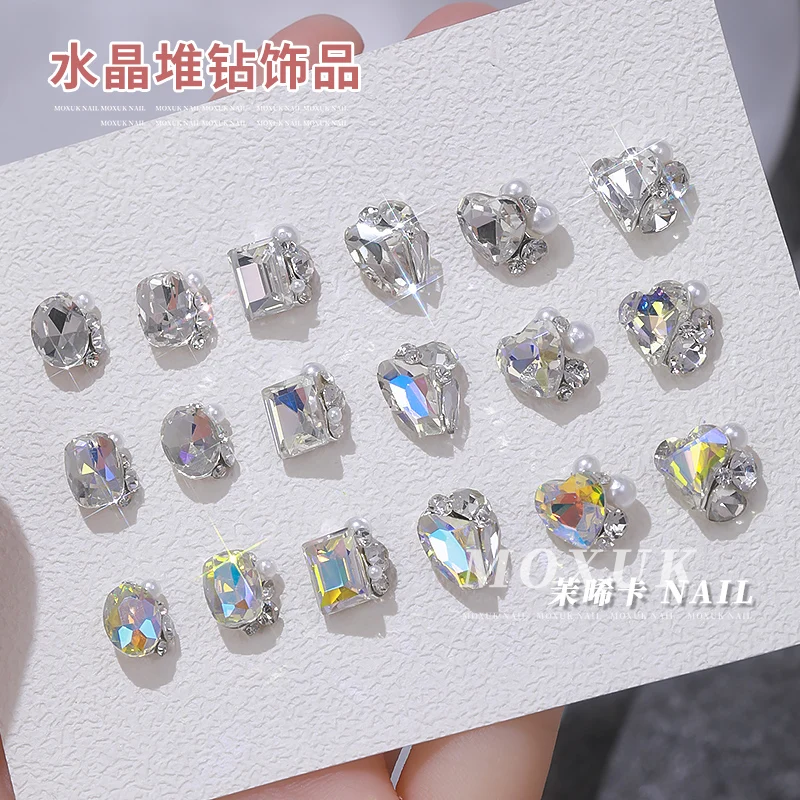 

10pcs Transparent Diamond Nail Charm WaterDrop/Rectangular 3D Crystal Zircon for Nail Art Clear/Aurora Nail Jewelry Nail Charm
