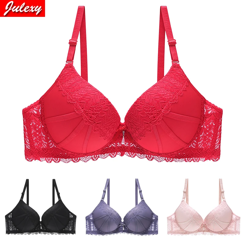 

Julexy Transparent Underwear Sexy Lace Bras Push Up Brassiere Padded Bralette Female Lingerie Hollow Out Adjustable Bra