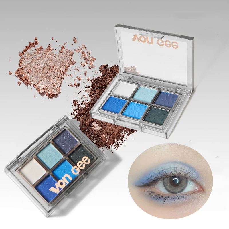 

6 Colors Matte Glitter Eyeshadow Palette Shimmer Pearly Waterproof Long Lasting Acrylic Eyeshadow Cosmetics Makeup
