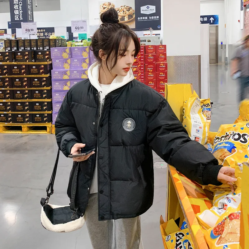 2022 Stand Collar Loose All-Match down Jacket Fashion Casual Parkas Coat Women's Short Baseball Uniform  Jacket