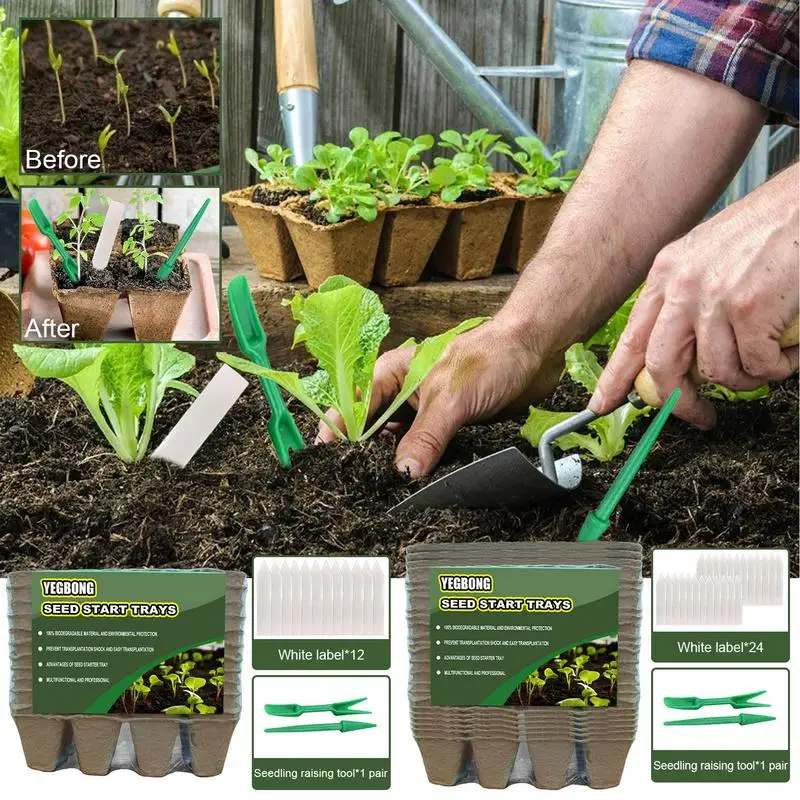 

Seedling Starters Tray Garden Seed Grow Trays Kit For Starting Vegetable Flower Herb Seeds Indoor Grow Kit Home Gardening Tools