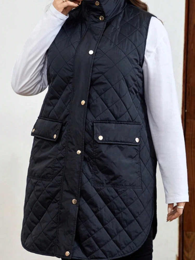 Женский парки больших размеров жилет на молнии повседневный винтажный офисный