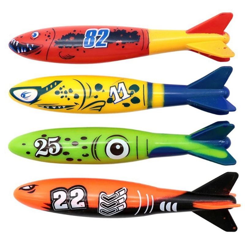 

4Pcs Diving Torpedo Toy Underwater Swimming Pool Playing Toy Outdoor Sport Training Tool For Baby Kids Swimming Toy
