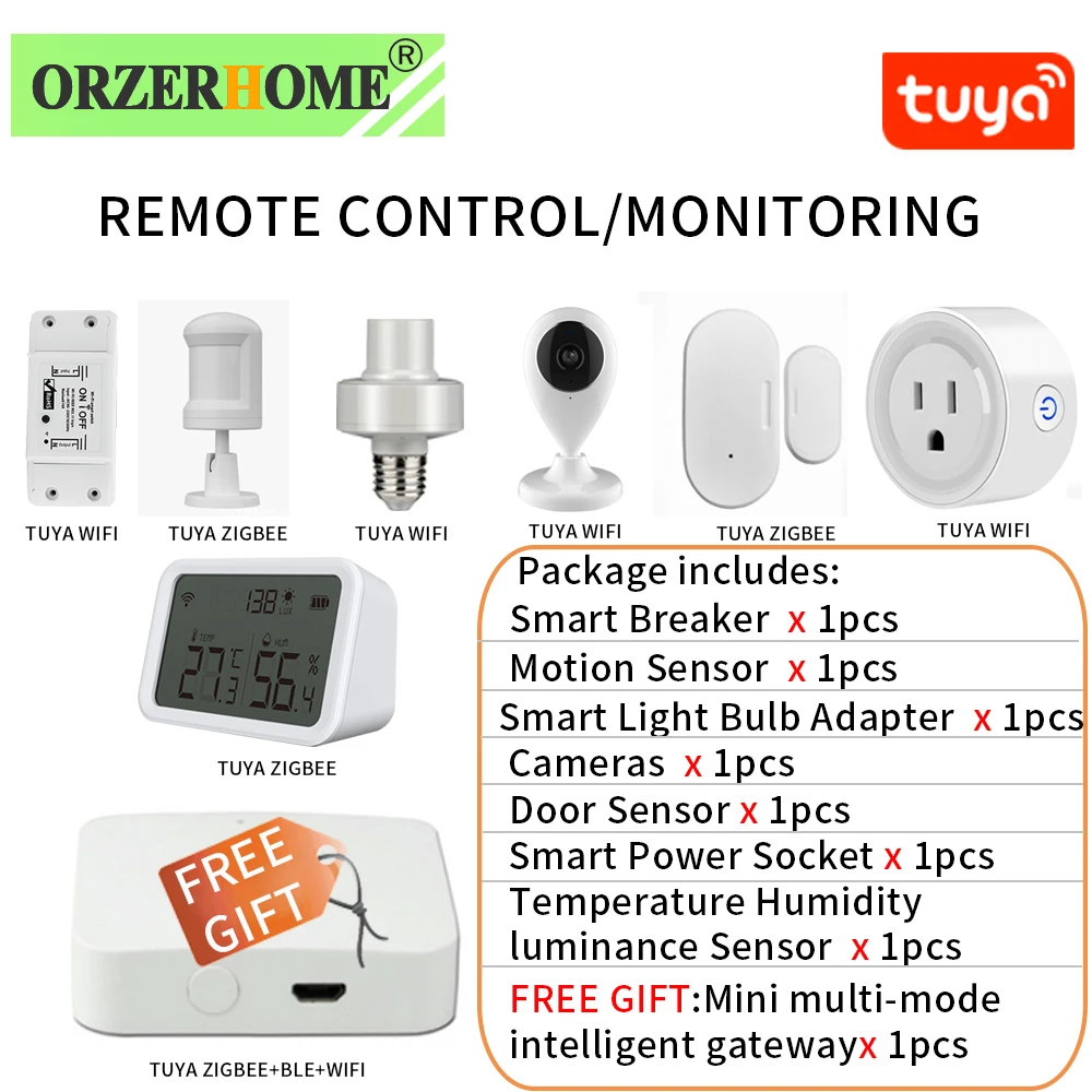 

Summer Sale Limited Tuya Zigbee Wifi Equipment Set Home Security Alarm System Circuit Control Compatible with Alexa & Google HOT