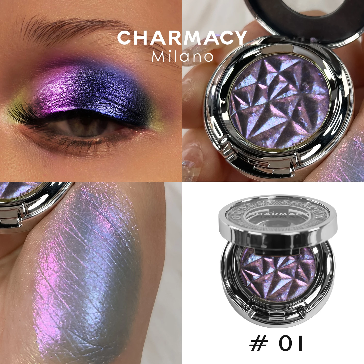 

CHARMACY New 10 Multichrome Single Eye Shadow High Pigment Long Lasting Duo Chrome Eyeshadow Glitter Easy To Wear Eye Makeup