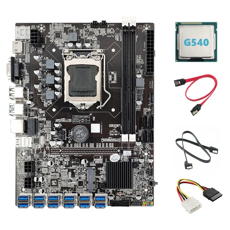

Материнская плата для майнинга B75 12 USB BTC + ЦП G540 + кабель 2xsata + кабель 4-контактный IDE К SATA 12 USB3.0 B75 ETH материнская плата для майнинга