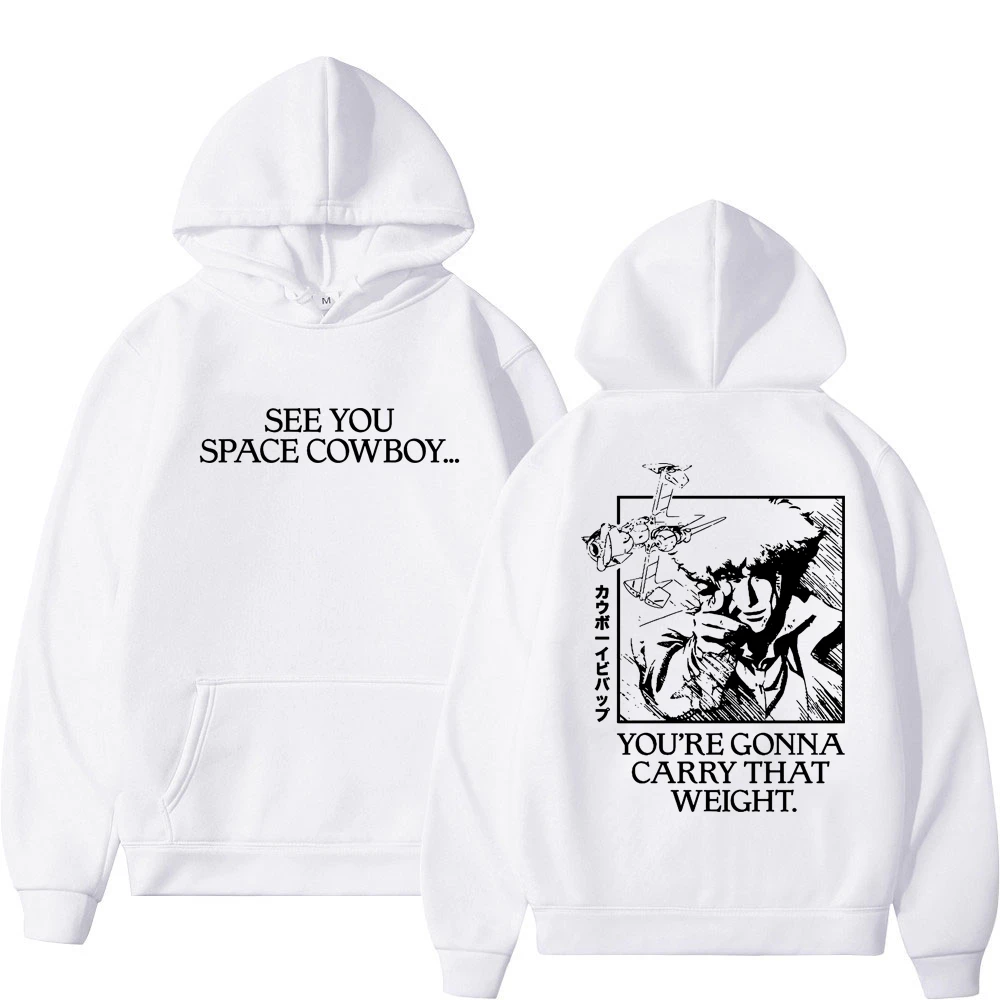 

Толстовка с капюшоном для мужчин и женщин, свитшот с принтом в стиле аниме Cowboy Bebop, пуловер в уличном стиле с шипами и надписью «You Going Carry That Weight»