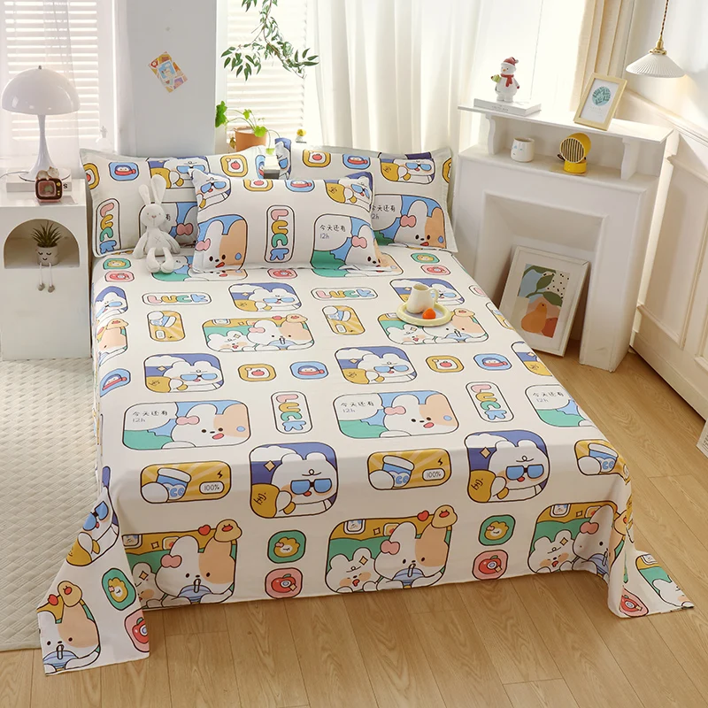 

Cotton Small Fresh Simple Printed Bed Sheet Modern Skin Friendly Bed Sheet Comfortable and Dustproof Student Bedding Bedspread