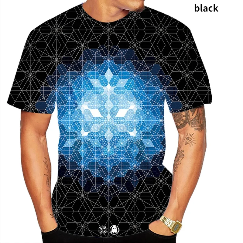 

Mens 3D three-dimensional geometric digital printing shirt summer fashion fun casual short-sleeved T-shirt S-4XL