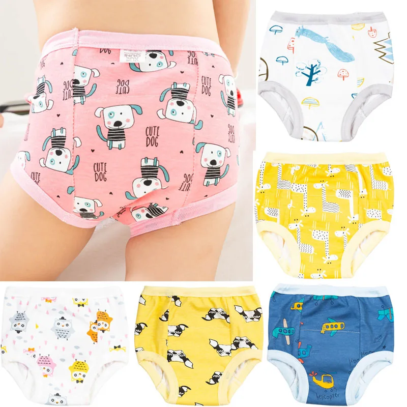 5PC Six-layers Baby Resuable Cloth Diapers Cotton Training Pant Nappies Washable Infant Baby Eco-friend Nappy Changing Underwear