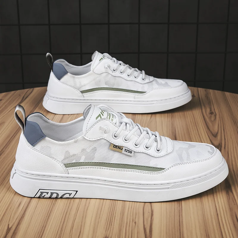 

Trend Men Shoe New Casual Breathable Lace-Up Board Shoes Wear-Resistant Rubber Sole Refreshing Match Flats Comfortable Lining