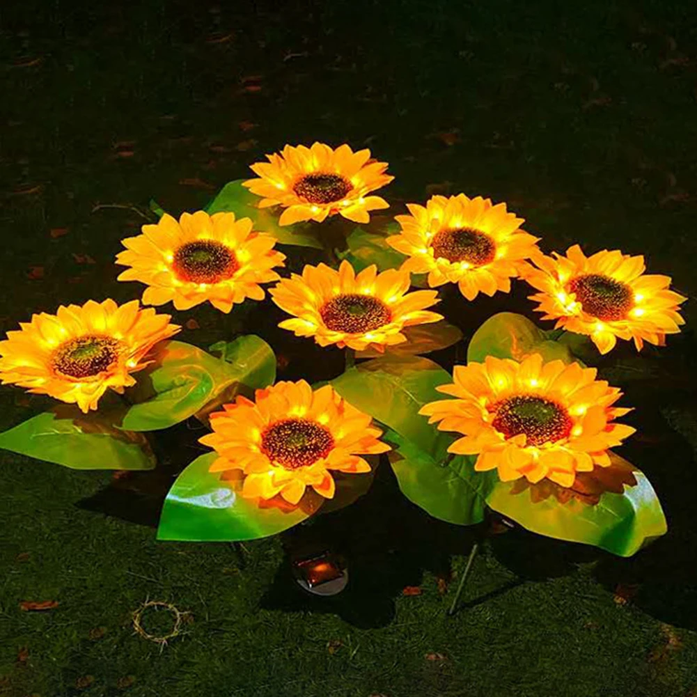

Solar Sunflower Shape Lamps Waterproof Plug-in Sunlight Powered Lamp with Sensor Powerful Outdoor Wall Lighting Garden Courtyard
