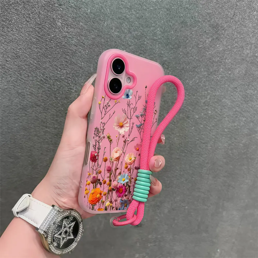 Фото Яркий цветочный чехол-ремешок для телефона Samsung Galaxy S26 S25 S21 S24 S23 Ultra Plus A56 A37 A36 A54 с ремешком на запястье №5
