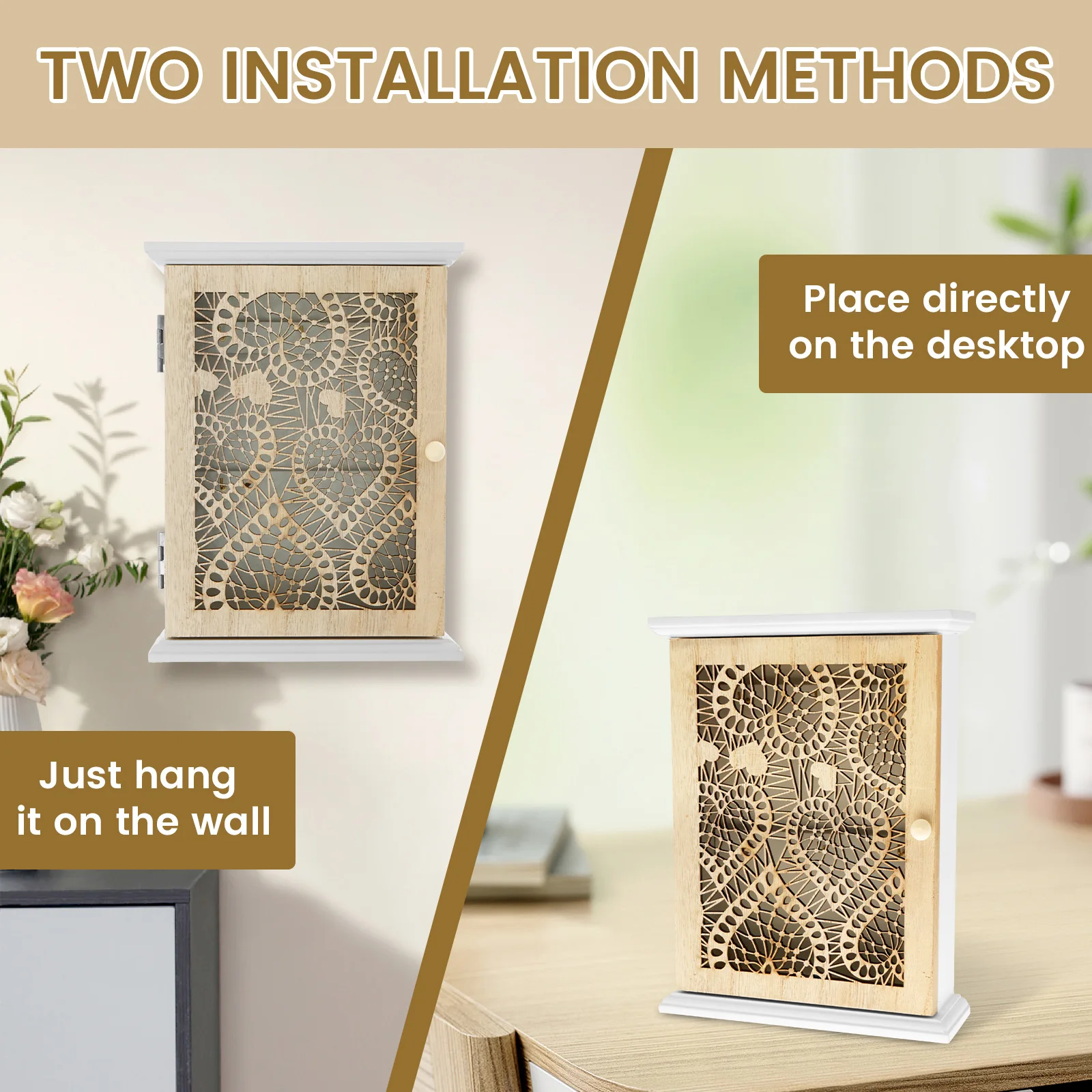 Деревянный настенный ящик для хранения ключей в скандинавском стиле полые