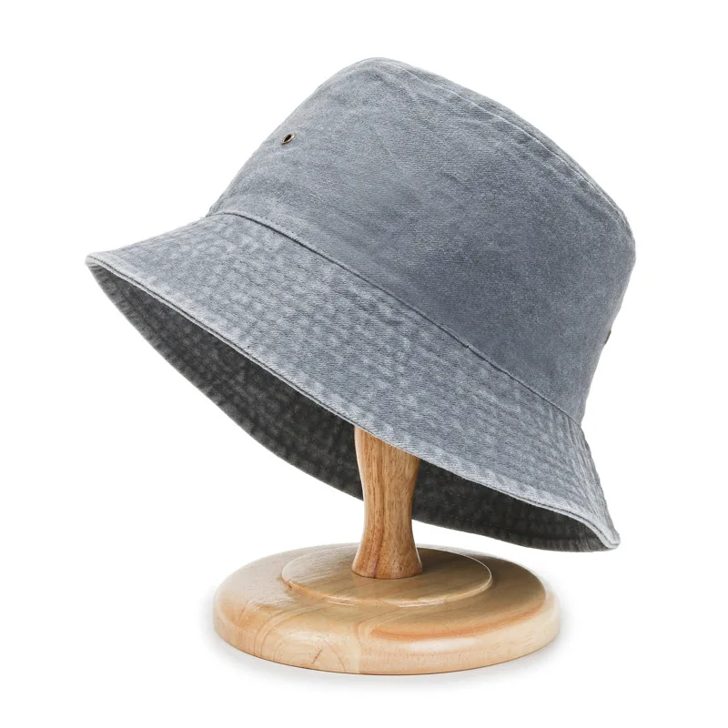 DIY Custom Logo Solid Cotton Washed Denim Bucket Hats Unisex Bob Folding Fisherman Hip Hop Gorros Men Women Panama Cap |
